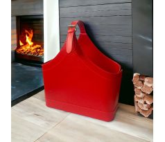 Červená koženková taška - stojan na noviny